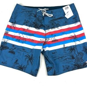 BillaBong Pro Board Shorts Men's 38 Waist Blue Union Jack Flag Recycler New